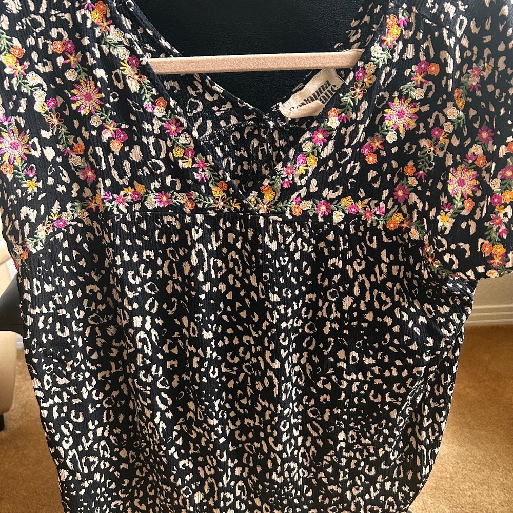 Ladies Savanna Jane Short sleeve loose top black/creme